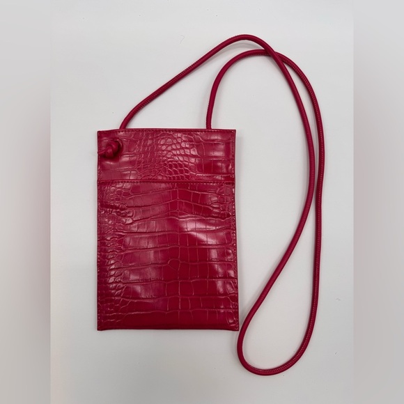 Elizabeth and James Handbags - Elizabeth and James Phone Wallet Crossbody bag in faux pink croc, NWOT